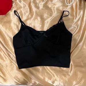 Forever 21 satin black crop top